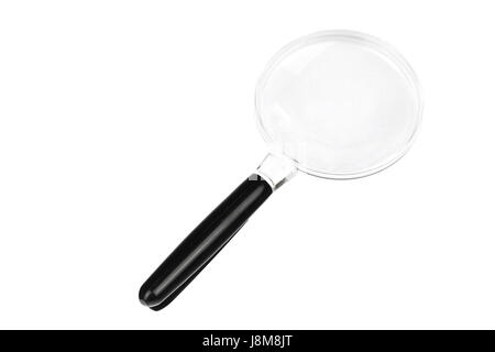 Lupe auf weißem Hintergrund Stockfoto