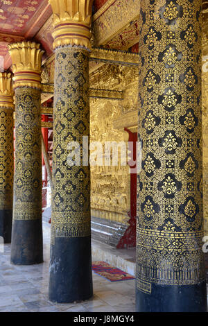 Die opulente Wat Mai Suwannaphumaham in Luang Prabang, Laos Stockfoto