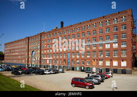 Grad II aufgeführten Wiese Mühlengebäude für T & J Leigh 1880, Stockport, Gtr Manchester, UK gebaut. Stockfoto