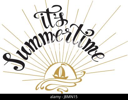 Es ist Sommer - Angebot glücklich Hand gezeichnet. Schrift Design für Karten, Plakate, t-shirts Stock Vektor