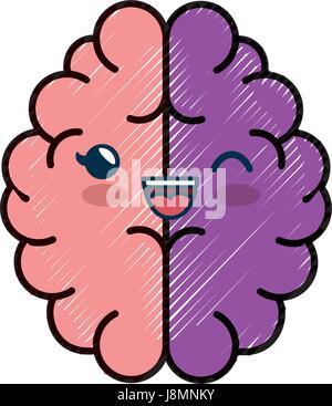 Gehirn-Cartoon-smiley Stock Vektor
