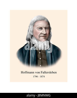 August Heinrich Hoffmann von Fallersleben, 1798-1874, deutscher Dichter Stockfoto