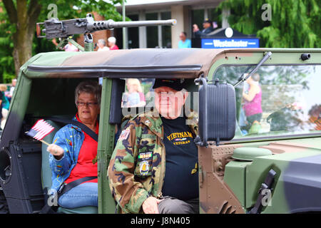 Westminster, Maryland, USA. 29. Mai 2017. Ein Veteran der US Navy-Vietnam-Krieg beteiligt sich an Paraden für Memorial Day, ein Feiertag in den Vereinigten Staaten für das Gedenken an die verstorbenen während des Dienstes in den Streitkräften des Landes. Bildnachweis: James Brunker/Alamy Live-Nachrichten Stockfoto