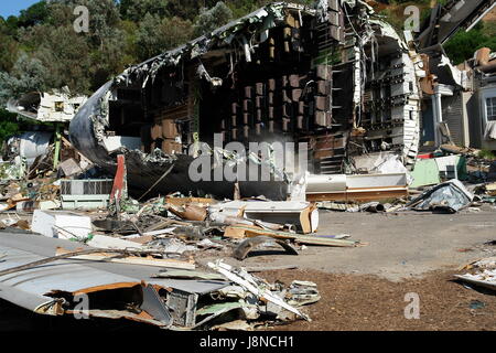 Flugzeug-Absturzstelle aus Krieg der Welten-Film In den Universal Studios, Los Angeles, Kalifornien Stockfoto