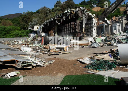 Flugzeug-Absturzstelle aus Krieg der Welten-Film In den Universal Studios, Los Angeles, Kalifornien Stockfoto