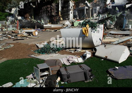 Flugzeug-Absturzstelle aus Krieg der Welten-Film In den Universal Studios, Los Angeles, Kalifornien Stockfoto