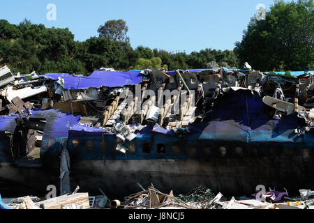 Flugzeug-Absturzstelle aus Krieg der Welten-Film In den Universal Studios, Los Angeles, Kalifornien Stockfoto