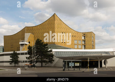 BERLIN, 24. APRIL: die Berliner Philharmonie, Konzerthaus in Berlin, die Heimat der Berliner Philharmoniker, bekannt für seine Akustik und seine Stockfoto