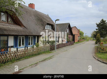 Straße von einem Wohngebiet in Hohendorf, Deutschland. Stockfoto