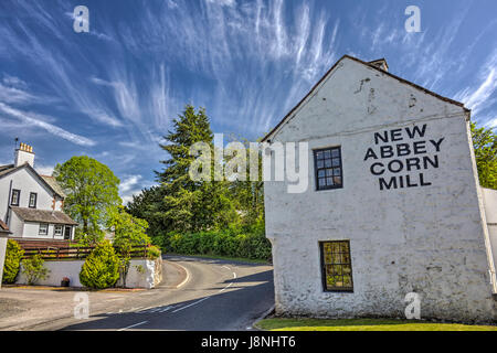 18. Jahrhundert Getreidemühle, im Besitz von Historic Scotland Umwelt und öffentlich in neue Abtei, Dumfries and Galloway, Schottland. HDR-Bild. Stockfoto