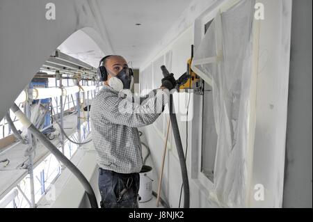 Viareggio (Toskana, Italien), Overmarine Werften, Bau von großen Luxus-Yachten Stockfoto