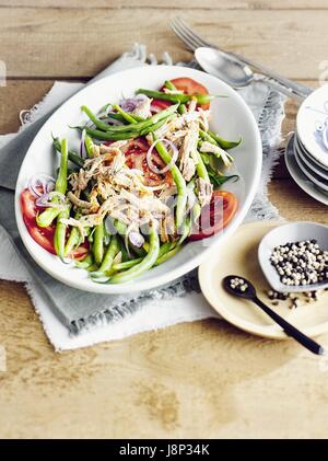 Bohnensalat mit zog Schweinefleisch Stockfoto