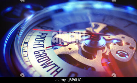 Gewinnwachstum - Text auf Taschenuhr. 3D Render. Stockfoto