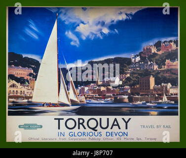 TORQUAY Jahrgang 1950 von British Rail poster Förderung reisen nach Torquay in Devon Stockfoto