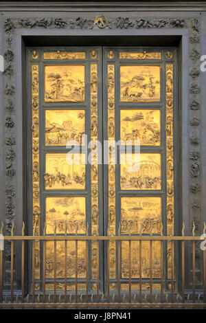 Lorenzo Ghiberti Osten Tür, die Tore des Paradieses von Florenz Baptisterium oder Baptisterium des Heiligen Johannes, Florenz, Toskana, Italien, Europa. Stockfoto