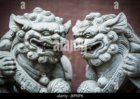 Chinesische Guardian Lions Hong Kong Stockfoto