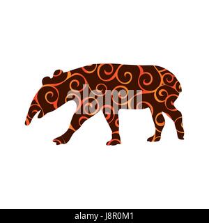 Tapir Säugetier Farbe Silhouette Tier Stock Vektor
