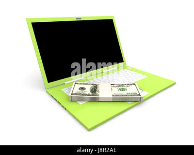 Beachten Sie, dass Memo, Laptop, Notebook, Computer, Computer, Dollar, Dollar, Tastatur, Stockfoto