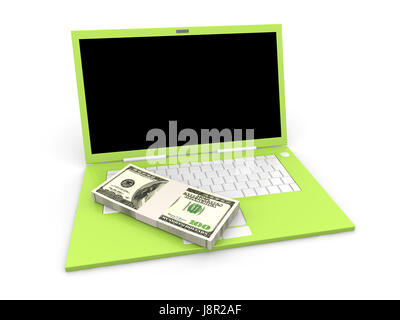 Beachten Sie, dass Memo, Laptop, Notebook, Computer, Computer, Dollar, Dollar, Tastatur, Stockfoto