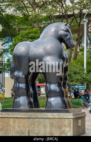 Pferd Statue an Botero Square - Medellin, Antioquia, Kolumbien Stockfoto
