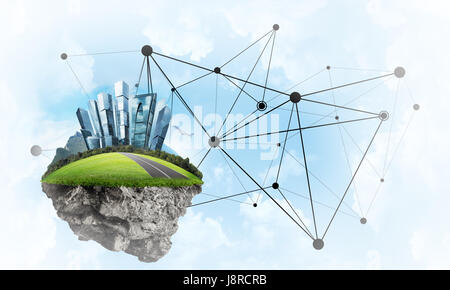 Konzept der modernen Netzwerktechnologien und grünen Öko Bau Stockfoto