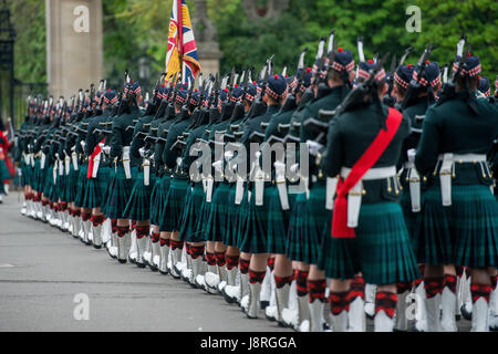 5 Scots Ehrenwache anlässlich der anlässlich der neuen königlichen Hochkommissar HRH die Fürsten Royal, Fürsten Anne im Holyrood Palace Stockfoto