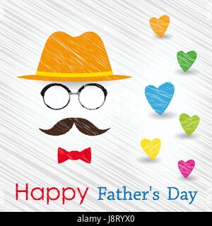Glücklich Vatertag Grußkarte. Vektor-Illustration. Stock Vektor