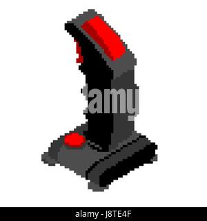 Retro-Joystick-Pixel-Art. Alten Gamepad Pixel Lenkrad für video Isometrie Spiel. Vintage-Game-Controller 8-Bit Stock Vektor