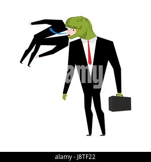 Tyrannosaurus Geschäftsmann ist Konkurrent Essen. Dinosaurier ist Chef. Dino ist ein Manager. Stock Vektor