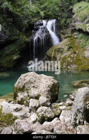 Wasserfall, Klamm, Slowenien, Stream, Tal, Schlucht, Torrent, Canyon, Stockfoto