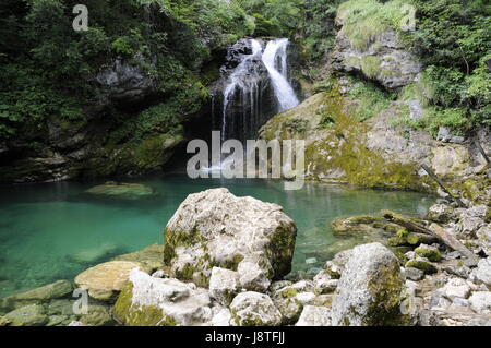 Wasserfall, Klamm, Slowenien, Stream, Tal, Schlucht, Torrent, Canyon, Stockfoto