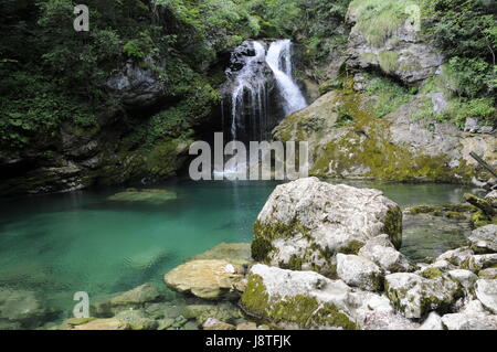 Wasserfall, Klamm, Slowenien, Stream, Tal, Schlucht, Torrent, Canyon, Stockfoto