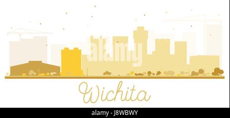 Wichita Stadt Skyline goldene Silhouette. Vektor-Illustration. Einfache flache Konzept für Tourismus Präsentation, Banner, Plakat oder Website. Stock Vektor