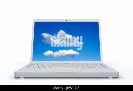 Laptop, Notebook, Computer, Computer, Dienstleistung, Wolke, Internet, Www, Stockfoto