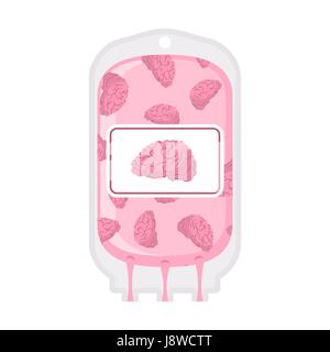 Spende von Gehirn Tasche auf weißem Hintergrund. Transfusion von Intellekt. Bildung-Abbildung Stock Vektor