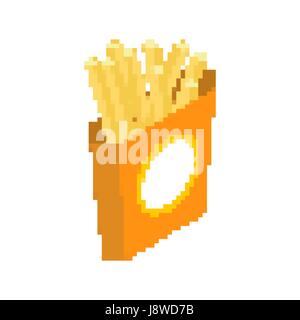 Pommes frites-Pixel-Art. Fast-Food pixelig. Fastfood, isoliert Stock Vektor