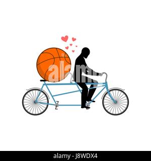 Liebhaber-Basketball. Mann und Ball auf Tandem. Liebhaber des Radsports. Man rollt Fahrrad. Gemeinsamen Spaziergang auf Straße. Romantisches Date. Liebe Sportspiel Stock Vektor