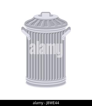 Müll kann isoliert. Wheelie bin auf weißem Hintergrund. Müllcontainer Eisen. Stock Vektor