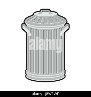 Müll kann isoliert. Wheelie bin auf weißem Hintergrund. Müllcontainer Eisen. Stock Vektor