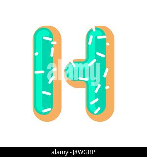 Buchstabe H Donut Schriftart. Donut-Alphabet. Süße Schriftzug. Candy ABC Zeichen Stock Vektor
