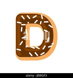 Buchstabe D Donut Schriftart. Donut-Alphabet. Süße Schriftzug. Candy ABC Zeichen Stock Vektor
