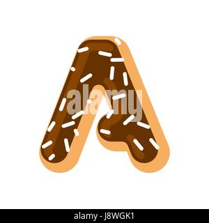 Buchstabe A Donut Schriftart. Donut-Alphabet. Süße Schriftzug. Candy ABC Zeichen Stock Vektor