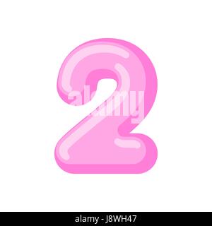 Nummer 2 Süßigkeiten Schriftart. Karamell Alphabet zwei. Lollipop-Schriftzug. Sweet-ABC Zeichen Stock Vektor