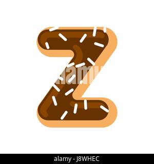 Buchstabe Z Donut Schriftart. Donut-Alphabet. Süße Schriftzug. Candy ABC Zeichen Stock Vektor