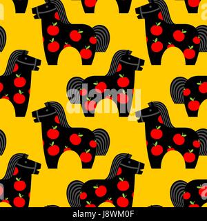Pferd Spielzeug Musterdesign. Kinder Pferde dappled Ornament. Hoss Kinder Hintergrund. Textur des Gewebes für Kinder. Vintage Spaß. Retro-Spielzeug Stock Vektor