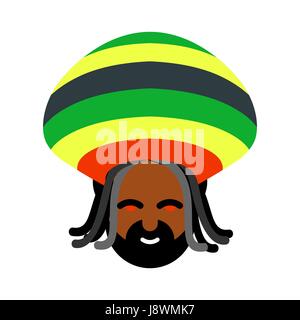 Rastaman Avatar. Rasta Mütze und Dreadlocks. Zeichen Rastafarianin. Jamaikanischen Reggae. Rote Augen vom vielen cannabis Stock Vektor