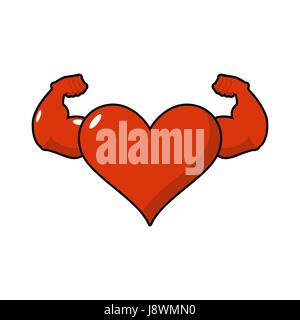Starke Liebe Sportler. Kraftvolle Herz des Sportlers. Große Hände Bodybuilding. Stock Vektor