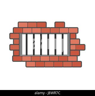 Gefängnis-Grill und Wand. Fenster mit Balken im Gefängnis. Gefängnis, isoliert Stock Vektor