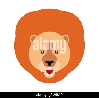 Lion Schnauze isoliert. Leo Gesicht. Savannah wildes Tier mit Mähne. Raubtier-Afrika. Kopf des Tieres. König der Tiere Stock Vektor