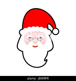 Santa Gesicht isoliert. Bart und Schnurrbart. Red Hat. Weihnachten-Symbol. Kopf eines alten Mannes auf weißem Hintergrund. Xmas-Vorlage Stock Vektor